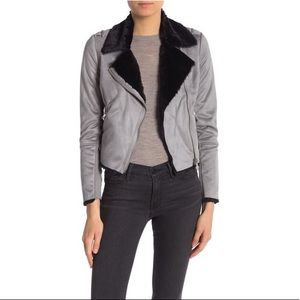 Coffee Shop Faux Fur Lined Moto Jacket